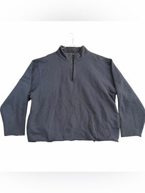 L.L. Bean Men's Medium Blue 1/4 Zip-Up Sweatshirt Cut-Off Altered Size Large